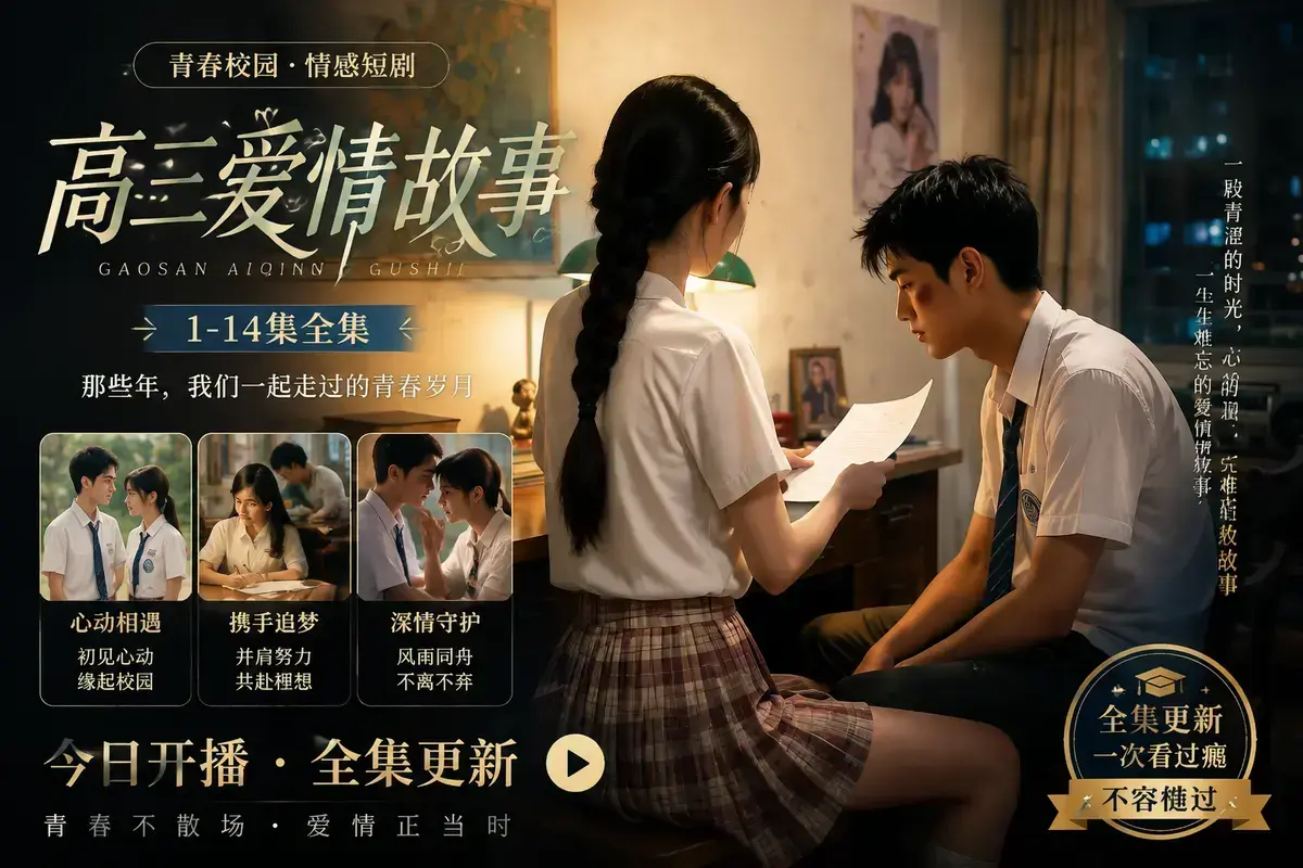 《AI 短剧高三爱情故事》高清完整版在线观看-林澈苏晚晴校园恋曲初见心动-误会虐心毕业告白-高三爱情故事中字无删减版免费看